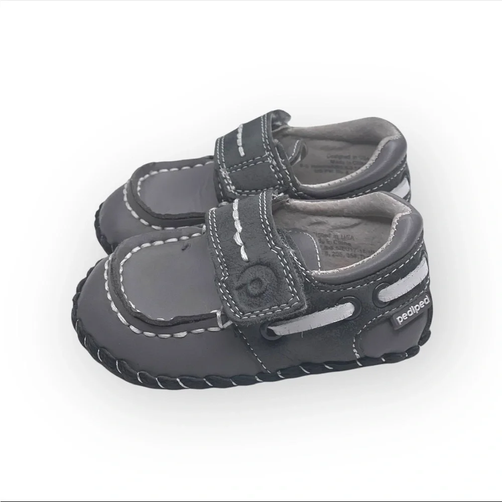 pediped ☀︎︎ Originals Norm Boat Baby Shoe ☀︎︎ Grey Leather Sole ☀︎︎ 0-6 Month